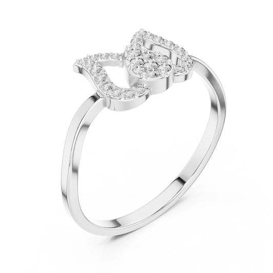 Lotus Inspired Round Moissanite Anniversary Ring With Pave Setting - view 4