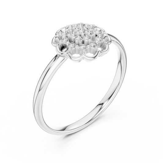 Round Lab Diamond Floral Cluster Engagement Ring - view 4