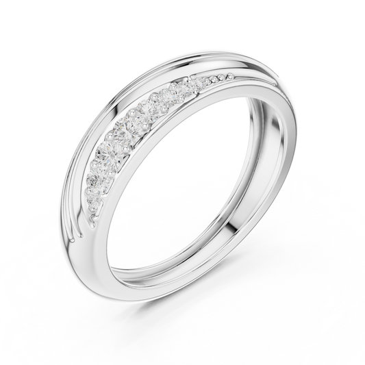 Round Cut Moissanite Men's Single Row Channel Accent Gold Ring - view 4