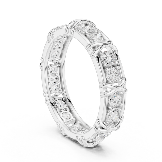 Round Cut Lab Grown Diamond Men's Cross Station Shared Prong Ring - view 4