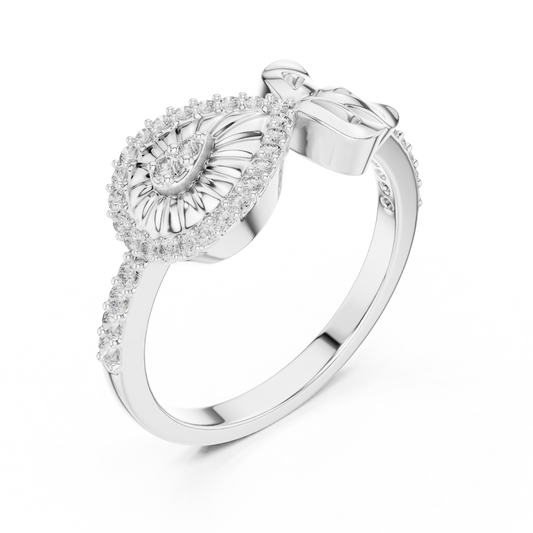 Pave Setting Evil Eye Round Moissanite Engagement Ring - view 4