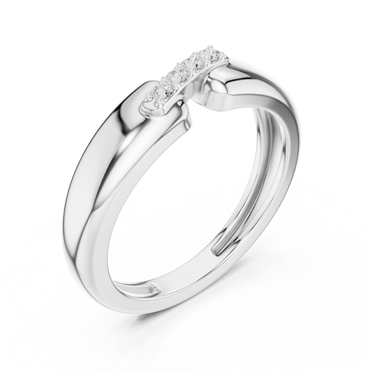 Round Cut Moissanite Men's Modern Split Shank Gold Band - view 4