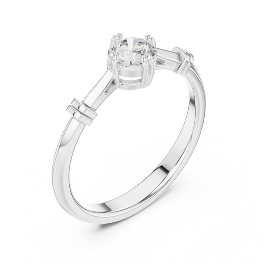 Round Cut Lab Diamond Claw Set Solitaire Engagement Ring - view 4