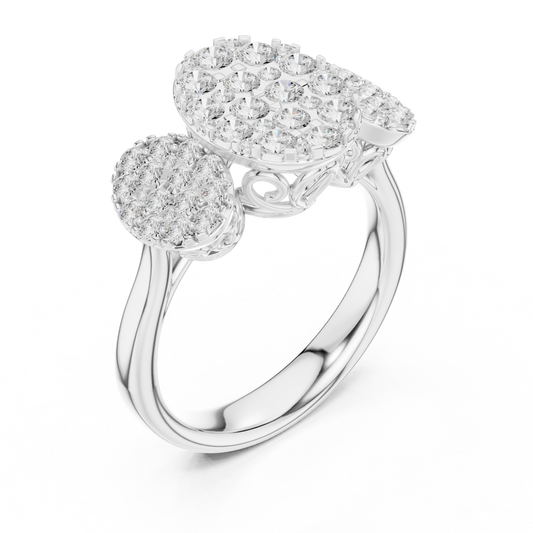 Triple Oval Shape Cluster With Round Cut Moissanite Wedding Ring - view 4