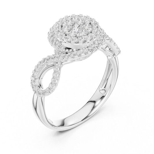 Round Cut Halo Moissanite Twist Shank Ring - view 4