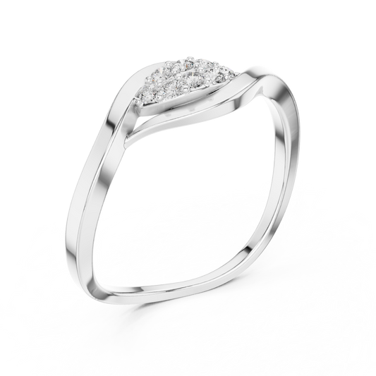 Curved Wave Round Lab Diamond Minimalist Ring For Women - view 4