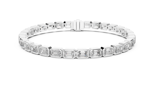 9.30 TCW Bezel Set Emerald Cut Moissanite Tennis Bracelet - view 3
