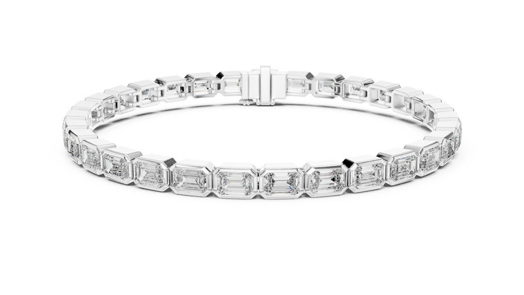 9.30 TCW Bezel Set Emerald Cut Moissanite Tennis Bracelet - view 3