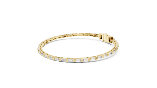3.70 TCW Baguette Cut Moissanite Geometric Link Bracelet - view 4