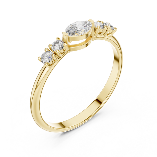 Wedding Band With Moval Center Lab Diamond - view 4