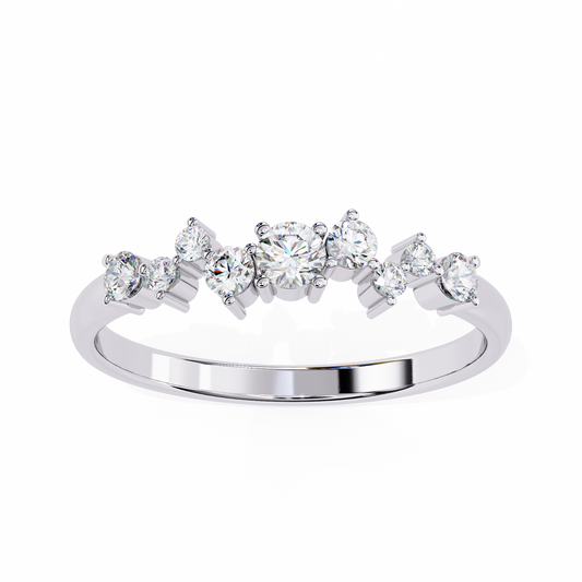 Cluster Round Cut Moissanite Wedding Band Eternity Ring - view 4