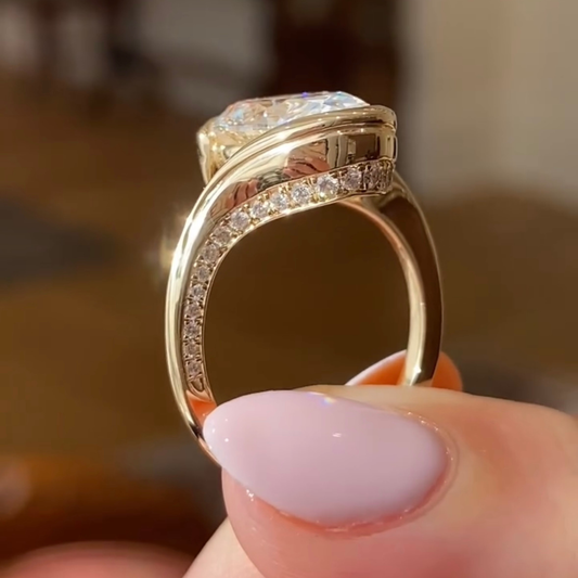 Oval Moissanite Bypass Solitaire Engagement Ring - view 3