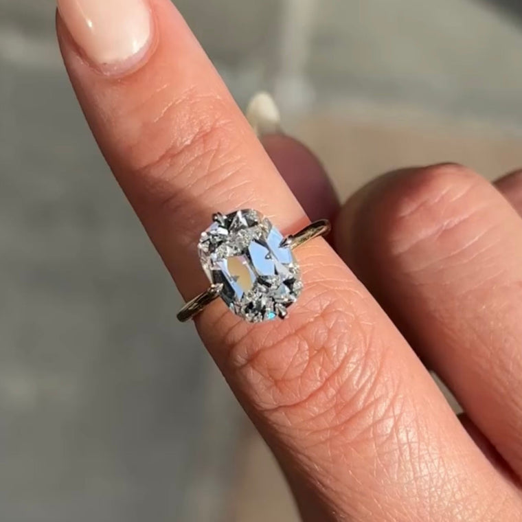 Cushion Cut Lab Diamond Solitaire Engagement Ring - view 2