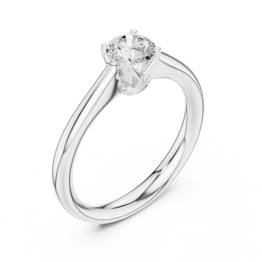 Round Cut Lab Diamond Solitaire Ring With Four Prong Basket Setting - view 4