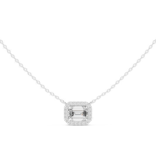 Emerald Cut Halo Pendant - view 3
