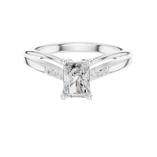 Radiant Cut Lab Diamond Split Shank Wedding Ring - view 3