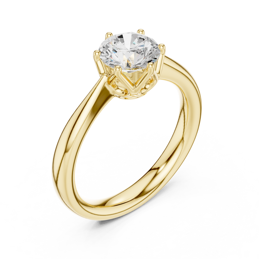 Round Cut Brilliant Solitaire Lab Diamond Ring Cathedral Setting - view 2