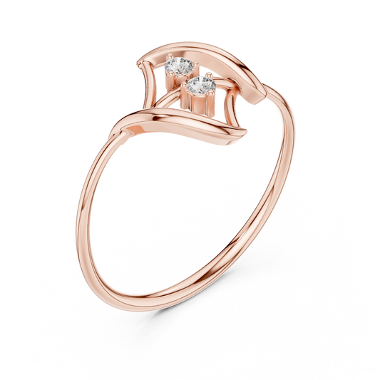 Geometric Round Moissanite Anniversary Ring With Pave Setting - view 3