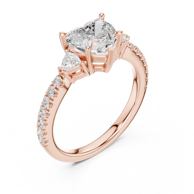 Heart Shaped Moissanite Pave Engagement Ring - view 3
