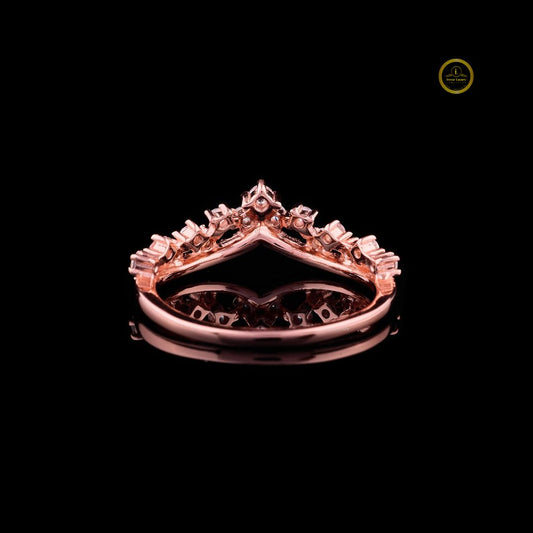 Colored Gemstone Chevron Round Cut Lab Diamond Anniversary Ring - view 4