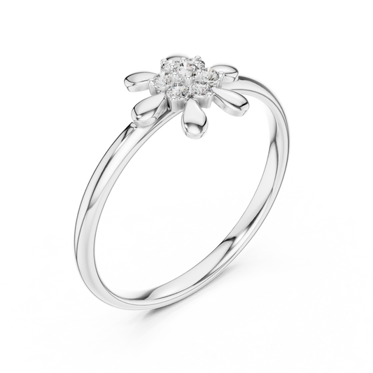 Round Lab Diamond Floral Cluster Ring - view 4