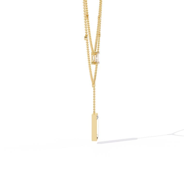 Layered Emerald Cut Pendant Y Necklace - view 2