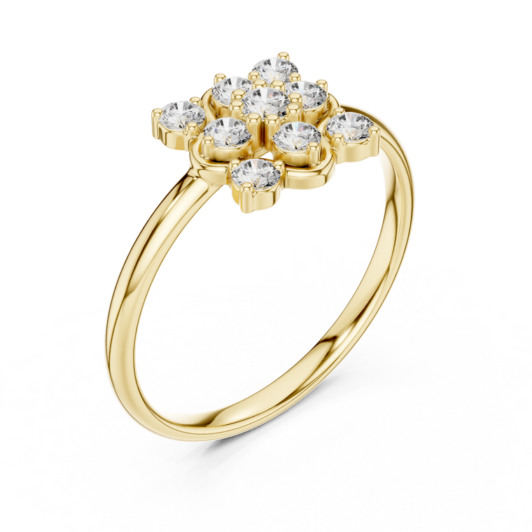 Floral Cluster Round Cut Moissanite Anniversary Ring - view 2
