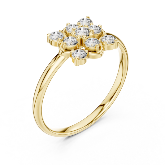 Floral Cluster Round Cut Moissanite Anniversary Ring - view 2