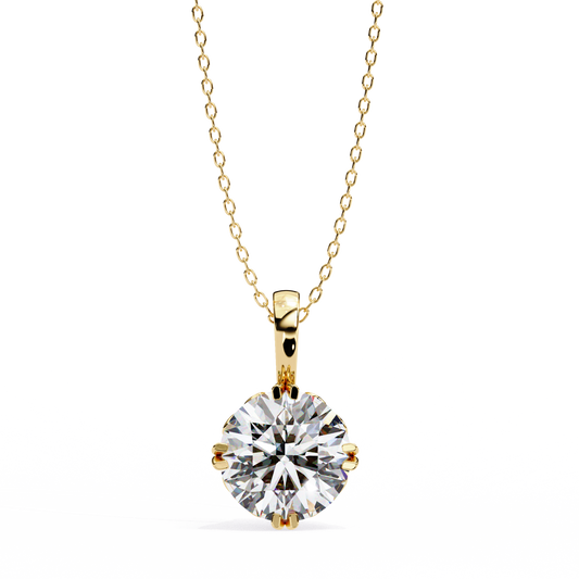 Round Solitaire Double Prong Pendant - view 2