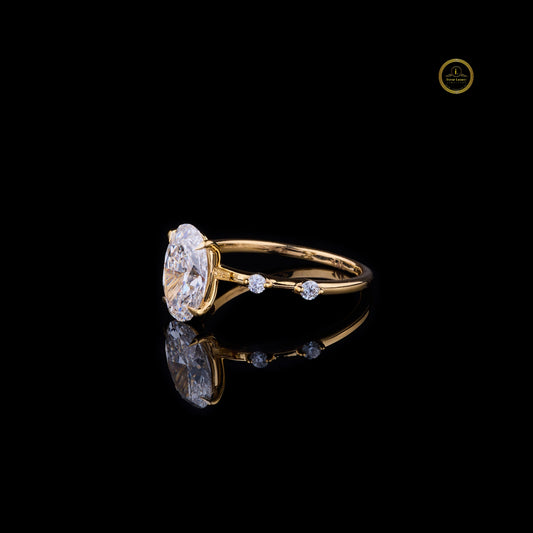 Oval Cut Moissanite Engagement Ring With Wedding Band - view 3