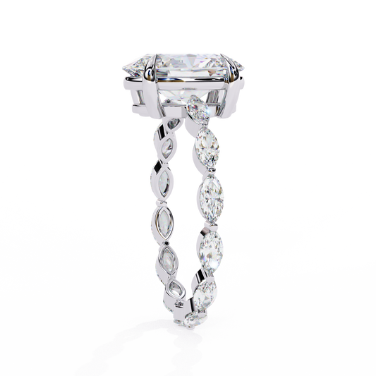 Oval Cut Side Stone Marquise Ring With Eternity Band - view 4