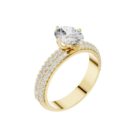 Oval Cut Triple Pave Lab Grown Diamond Solitaire Engagement Ring - view 4