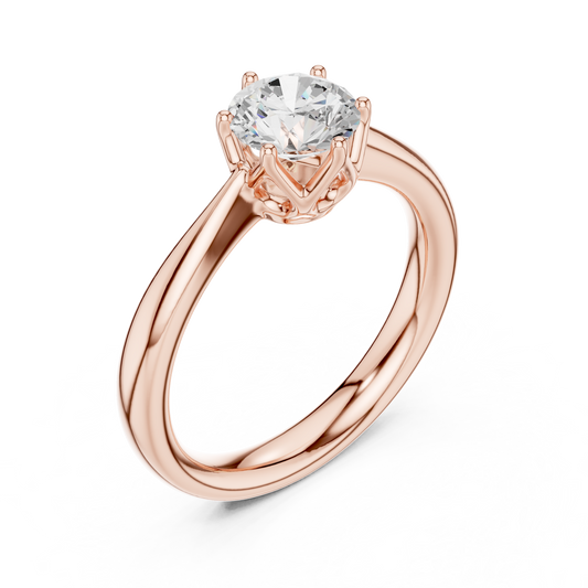 Round Cut Brilliant Six Prong Lab Diamond Cathedral Solitaire Ring - view 3