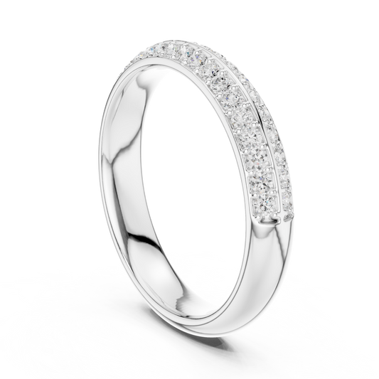 Round Moissanite Pave Wedding Band - view 4