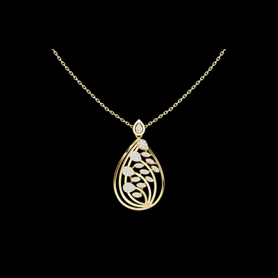 Teardrop Shape Leaf Inspire Round Lab Grown Diamond Pendant