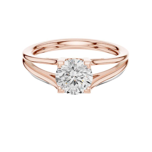 Round Cut Lab Diamond Split Shank Solitaire Engagement Ring - view 2