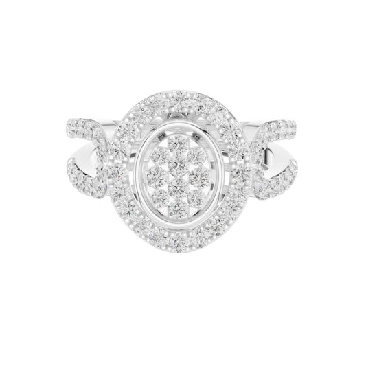 Cluster Round Cut Lab Diamond Split Shank Engagement Ring - view 3