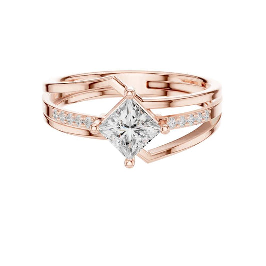 Princess Cut Moissanite Split Shank Engagement Pave Ring - view 2