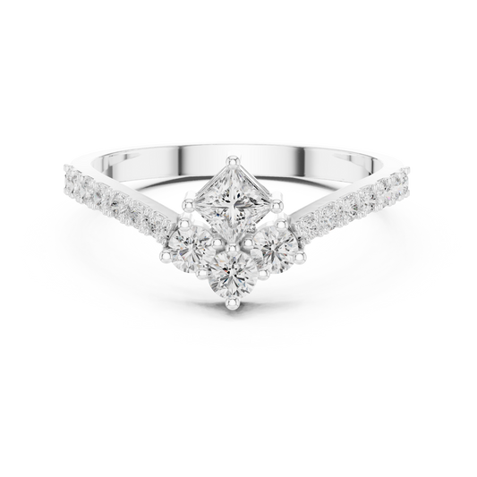 Princess & Round Cut Moissanite Chevron Band - view 3