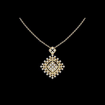 Round Lab Grown Diamond Geometric Square Pendant Necklace