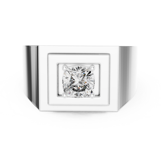 Cushion Cut Moissanite Men's Square Signet Ring - view 3