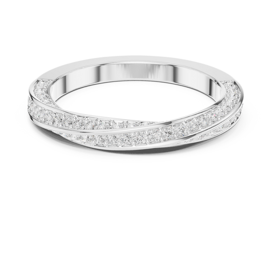 Round Cut Criss Cross Pave Lab Diamond Wedding Band Ring - view 3