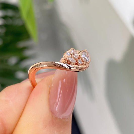 Curved Halo Moissanite Wishbone Wedding Band - view 3