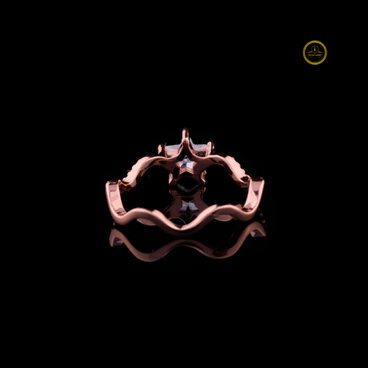 Antique Cut Lab Diamond Wave Band Solitaire Engagement Ring - view 4