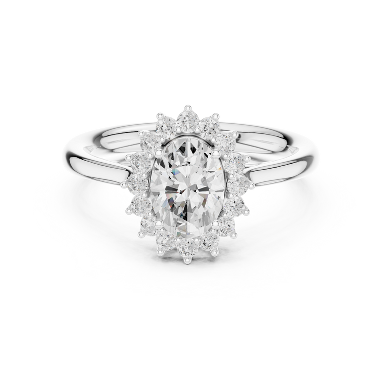 Oval Cut Halo Lab Grown Diamond Ring with Pave Band - view 3