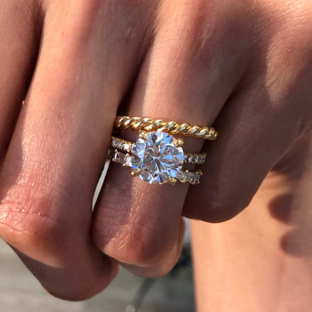 Round Cut Lab Diamond Women's Modern Multi Band Bridal Ring Set