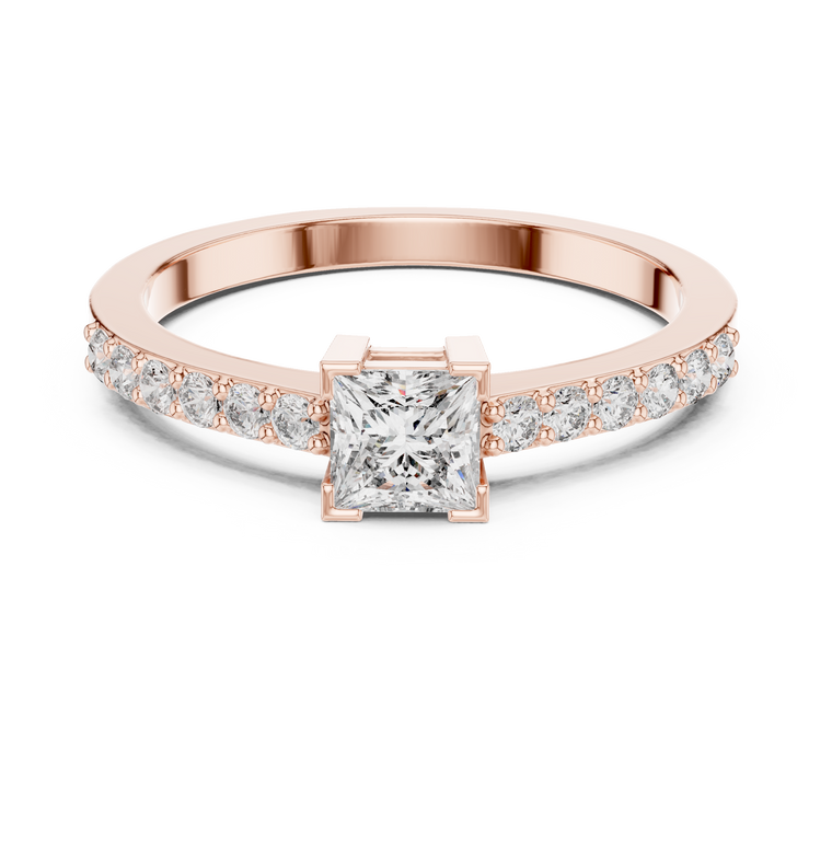 Princess Cut Lab Diamond Pavé Engagement Ring - view 2