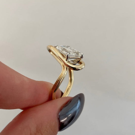 Emerald Cut Lab Diamond Bypass Engagement Ring - view 4