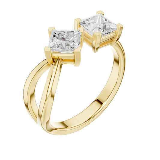 Princess Cut Toi Et Moi Twisted Band Lab Diamond Ring - view 4