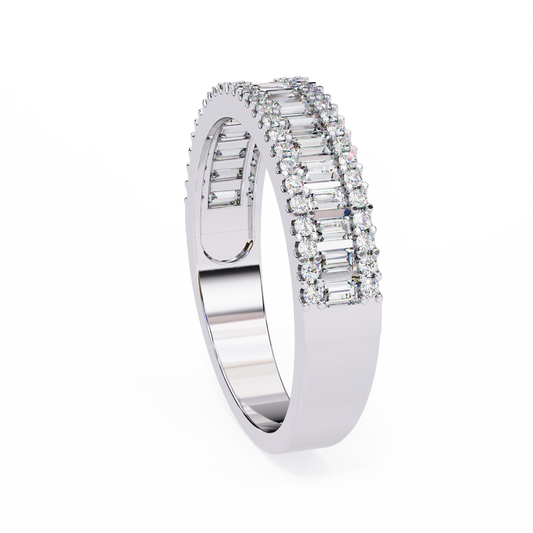 Triple Row Baguette And Round Full Moissanite Eternity Band - view 4